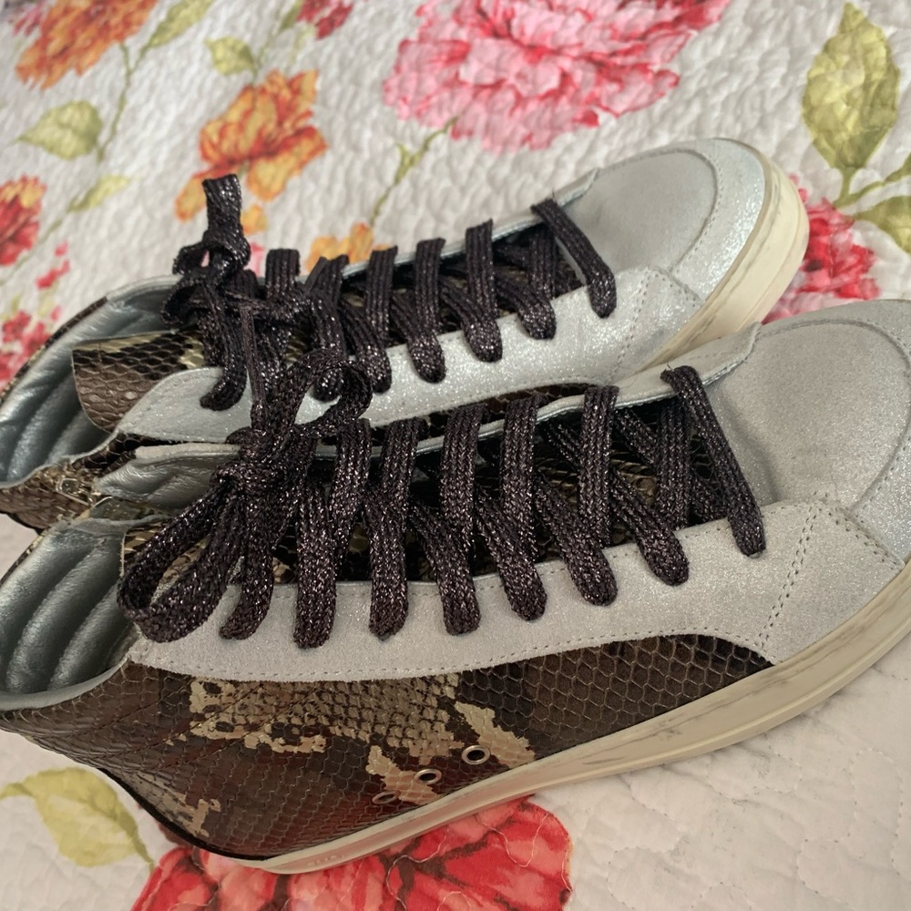 New P448 Star Gold Brown Shimmer Python High Top … - image 2